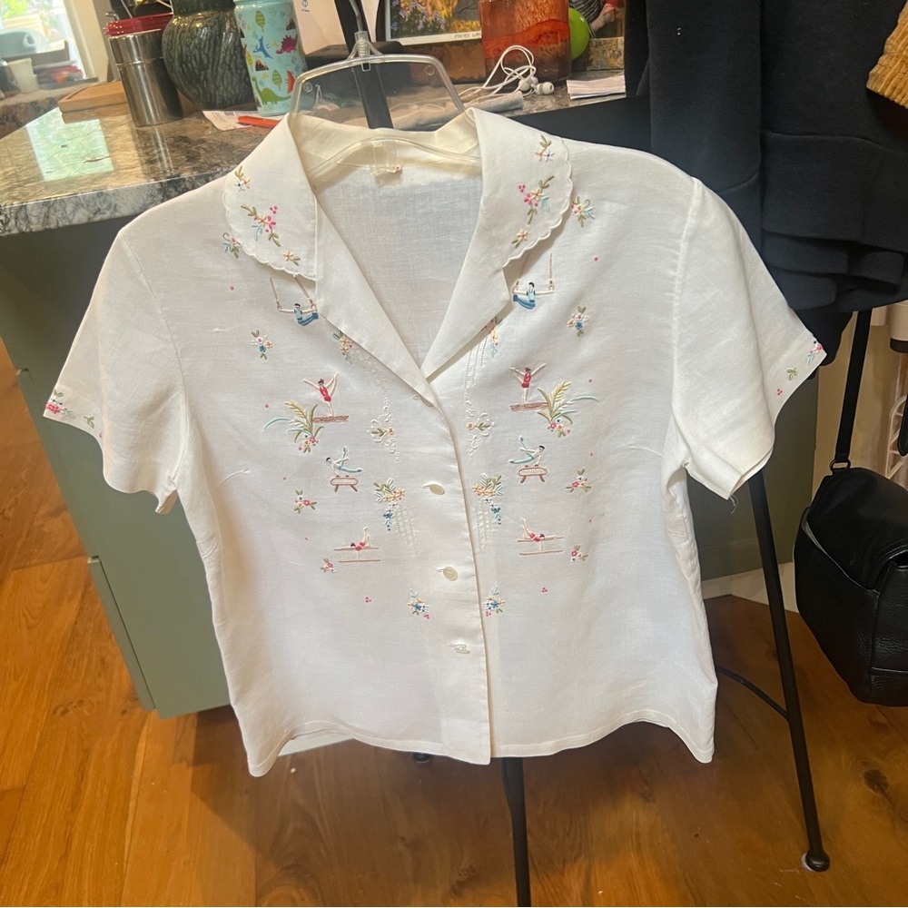 Vintage Embroidered Gymnastic Blouse